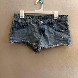 Wild Fable Blue Jean Low Rise Shorts Distressed Frayed